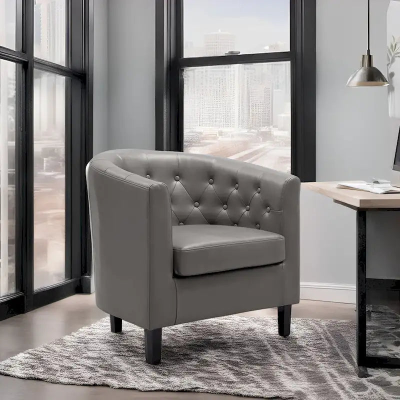 Fauteuil d'appoint, fauteuil tonneau capitonné en similicuir, fauteuil d'appoint mid-century moderne, fauteuil confortable, fauteuils tub tonneau