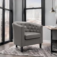 Fauteuil d'appoint, fauteuil tonneau capitonné en similicuir, fauteuil d'appoint mid-century moderne, fauteuil confortable, fauteuils tub tonneau