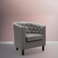 Fauteuil d'appoint, fauteuil tonneau capitonné en similicuir, fauteuil d'appoint mid-century moderne, fauteuil confortable, fauteuils tub tonneau