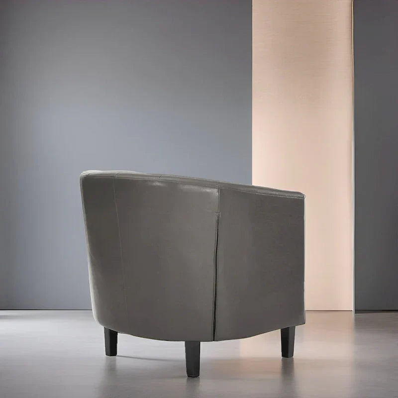 Fauteuil d'appoint, fauteuil tonneau capitonné en similicuir, fauteuil d'appoint mid-century moderne, fauteuil confortable, fauteuils tub tonneau