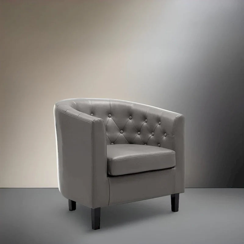 Fauteuil d'appoint, fauteuil tonneau capitonné en similicuir, fauteuil d'appoint mid-century moderne, fauteuil confortable, fauteuils tub tonneau