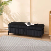 Banc de rangement en velours doux de 49,21 de large pour le salon, l'entrée et la chambre