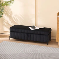 Banc de rangement en velours doux de 49,21 de large pour le salon, l'entrée et la chambre