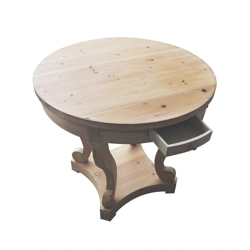 Table de salle à manger ronde de petite taille, table d'appoint, table basse de style ferme à pieds incurvés