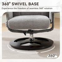 Fauteuil de Massage Chauffant Pivotant Inclinable en Tissu Chenille avec Pouf, Dossier Réglable et Télécommande