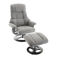Fauteuil de Massage Chauffant Pivotant Inclinable en Tissu Chenille avec Pouf, Dossier Réglable et Télécommande