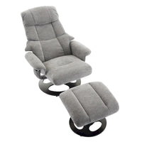Fauteuil de Massage Chauffant Pivotant Inclinable en Tissu Chenille avec Pouf, Dossier Réglable et Télécommande