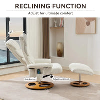 Fauteuil de Massage Chauffant Pivotant Inclinable en Tissu Chenille avec Pouf, Dossier Réglable et Télécommande