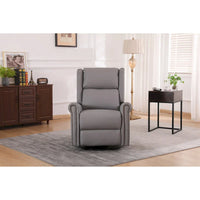 Fauteuil inclinable manuel en tissu, pivotant, dossier haut, avec repose-pieds, dossier réglable et clous décoratifs