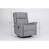 Fauteuil inclinable manuel en tissu, pivotant, dossier haut, avec repose-pieds, dossier réglable et clous décoratifs