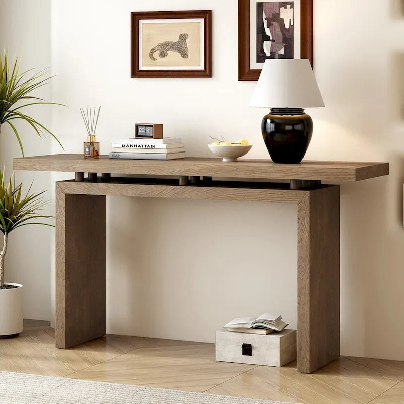 Console en placage de frêne, style simple moderne, avec design de plateau ingénieux, adaptée à l'entrée, au couloir
