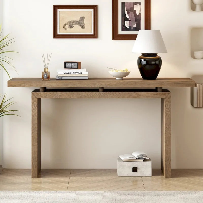 Console en placage de frêne, style simple moderne, avec design de plateau ingénieux, adaptée à l'entrée, au couloir