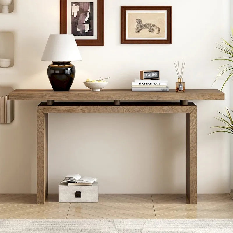 Console en placage de frêne, style simple moderne, avec design de plateau ingénieux, adaptée à l'entrée, au couloir