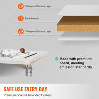 Bureau mural flottant, Table pliable pour la maison ou le bureau