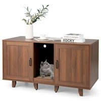 Gymax Meuble Cache-Litière pour Chat avec 2 Portes