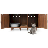 Gymax Meuble Cache-Litière pour Chat avec 2 Portes