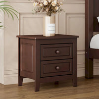 Table de chevet à 2 tiroirs Roomfitters pour chambre à coucher, table de chevet rétro de style milieu de siècle avec design classique