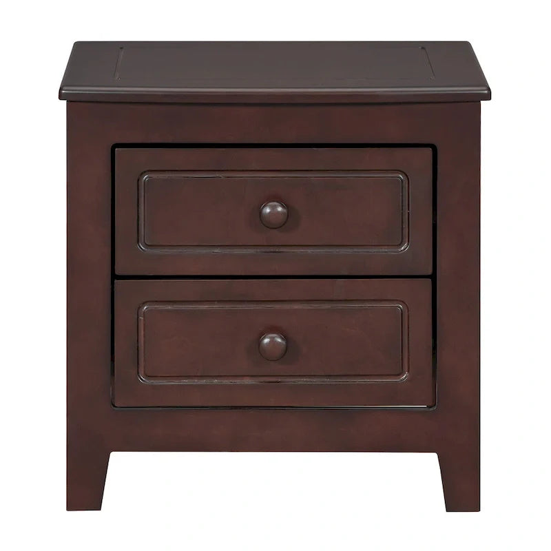 Table de chevet à 2 tiroirs Roomfitters pour chambre à coucher, table de chevet rétro de style milieu de siècle avec design classique