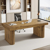 Bureau de direction 70.9, bureau informatique style ferme, grand poste de travail pour bureau à domicile, brun