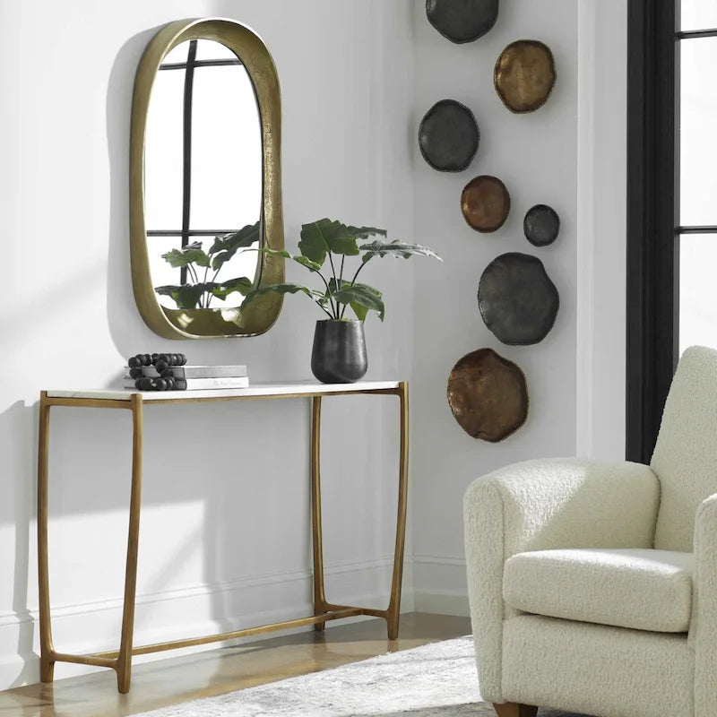 Affinity - Console à plateau en marbre - 47,25 po - Blanc et or