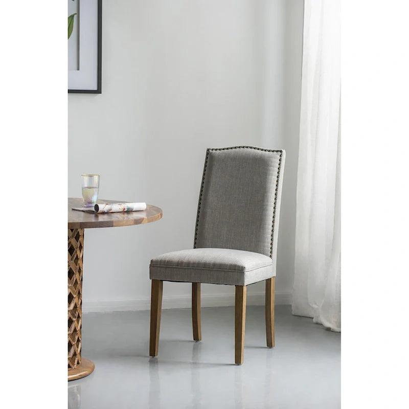 Chaises de salle à manger en bois à dossier arqué avec clous 39,5 Gris Brun 2pces
