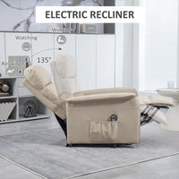 Fauteuil inclinable électrique pour personnes âgées, réglable en tissu, avec télécommande et poches latérales