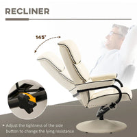 Fauteuil Lounge Inclinable Réglable Pivotant 360° en Cuir PU à Dossier Haut avec Pouf et Rembourrage en Mousse Épaisse