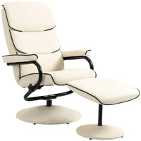 Fauteuil Lounge Inclinable Réglable Pivotant 360° en Cuir PU à Dossier Haut avec Pouf et Rembourrage en Mousse Épaisse
