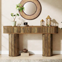 Console rustique de 160 cm pour entrée, couloir, marron rustique