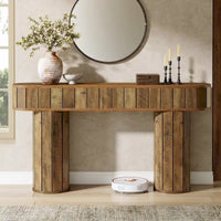 Console rustique de 160 cm pour entrée, couloir, marron rustique
