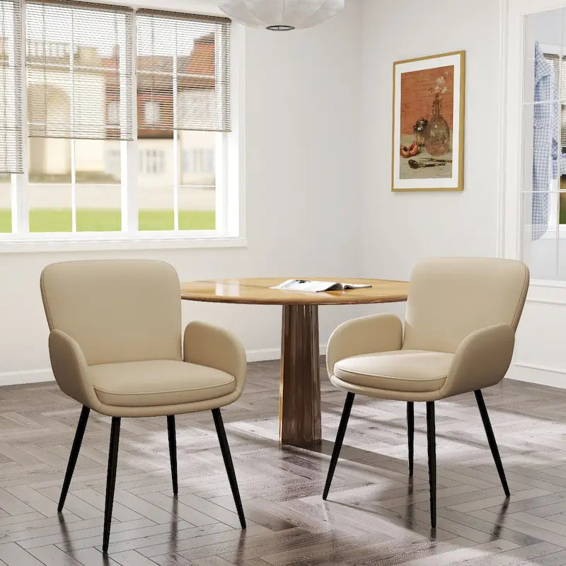 Lot de 2 chaises de salle à manger résistantes aux griffes de chat avec pieds en métal doré