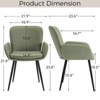 Lot de 2 chaises de salle à manger résistantes aux griffes de chat avec pieds en métal doré