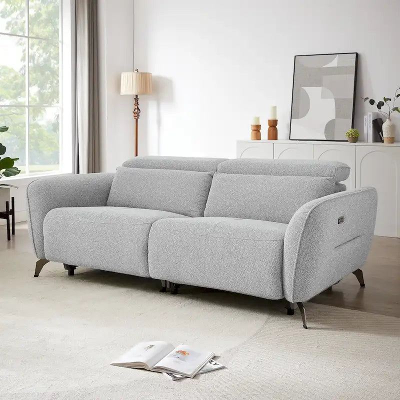 Ensemble canapé inclinable électrique 80 pouces de large rembourré en chenille pour salon