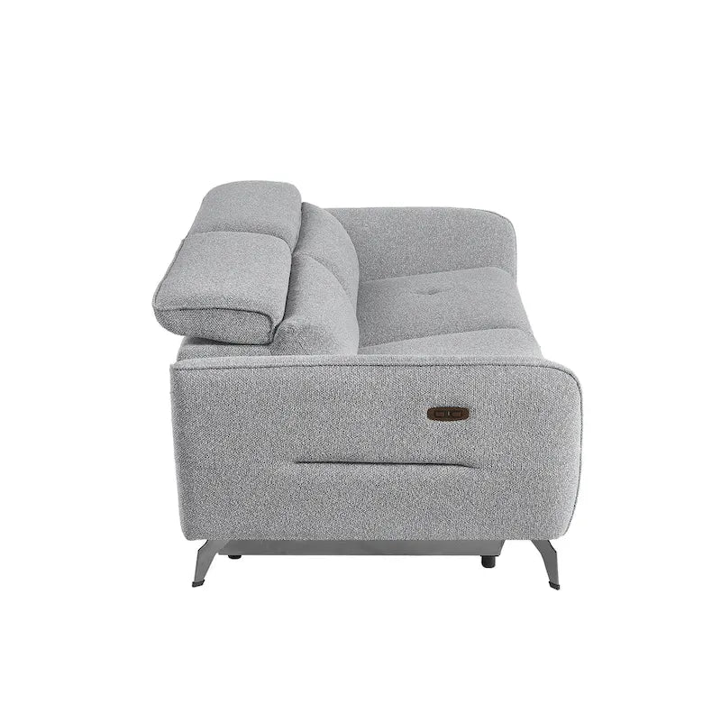 Ensemble canapé inclinable électrique 80 pouces de large rembourré en chenille pour salon