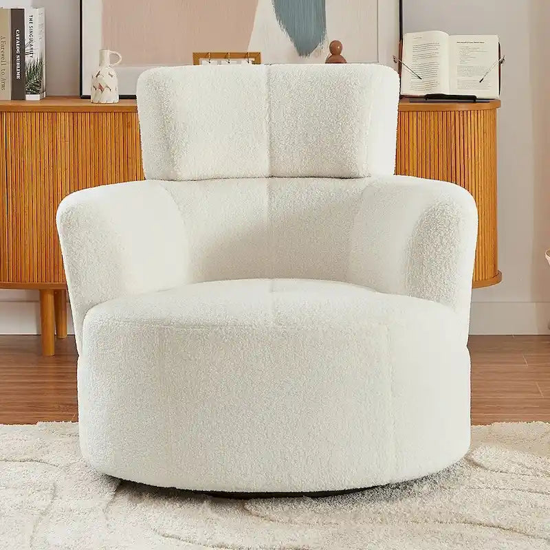 Fauteuil baril d'appoint pivotant à 360° en tissu