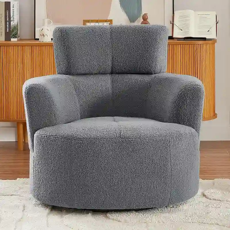 Fauteuil baril d'appoint pivotant à 360° en tissu