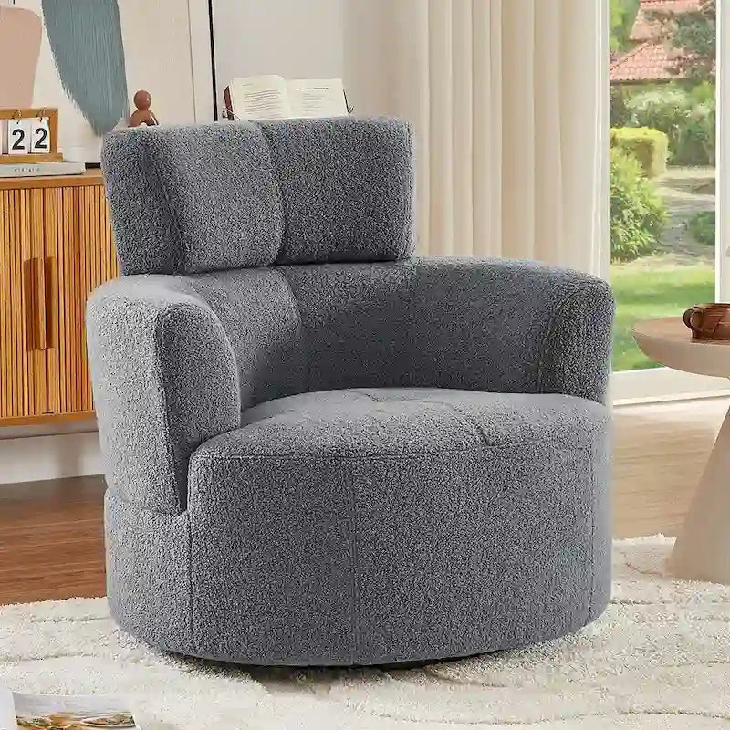 Fauteuil baril d'appoint pivotant à 360° en tissu