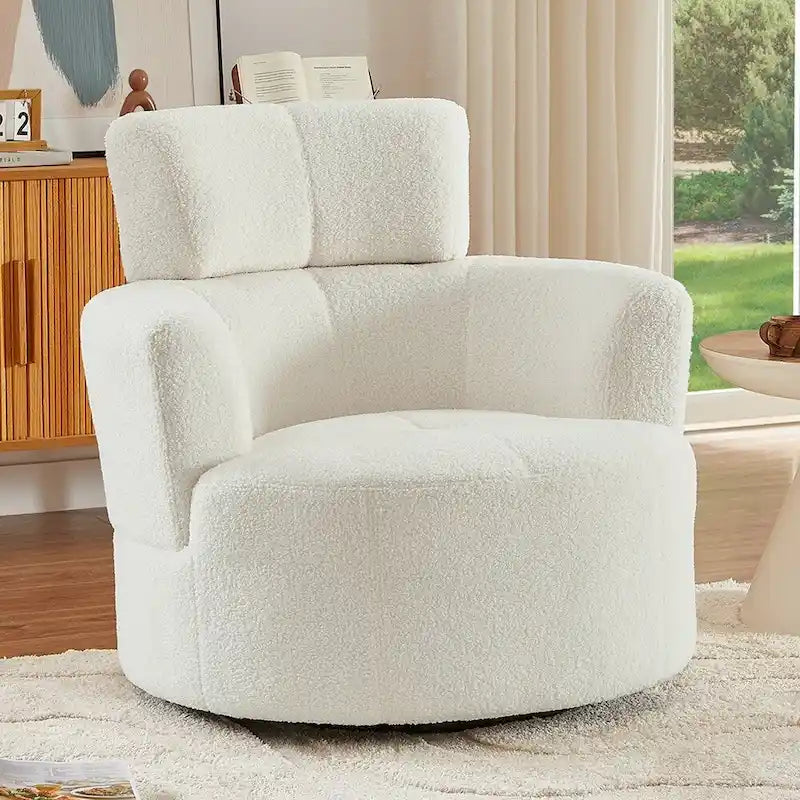 Fauteuil baril d'appoint pivotant à 360° en tissu