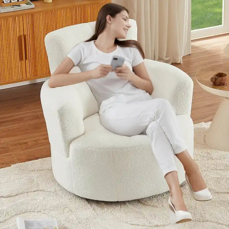 Fauteuil baril d'appoint pivotant à 360° en tissu