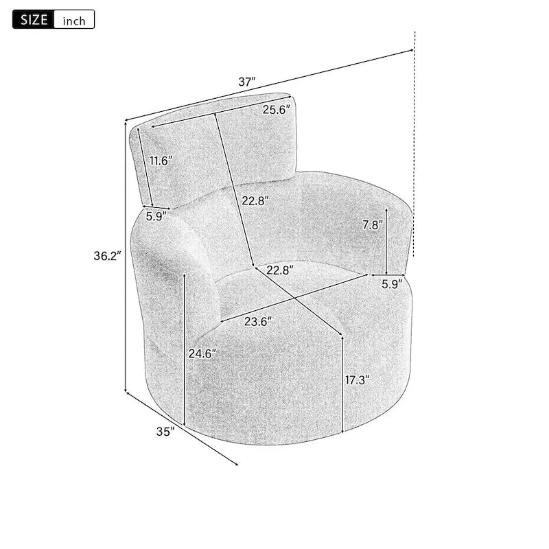 Fauteuil baril d'appoint pivotant à 360° en tissu