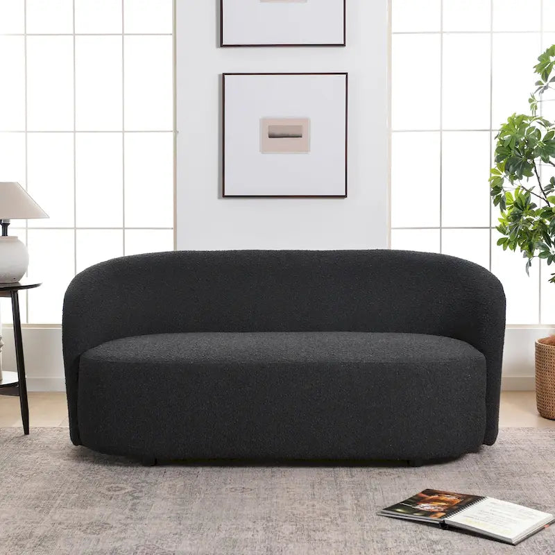 KINWELL Causeuse Rembourrée en Sherpa Canapé Bouclé, 68W