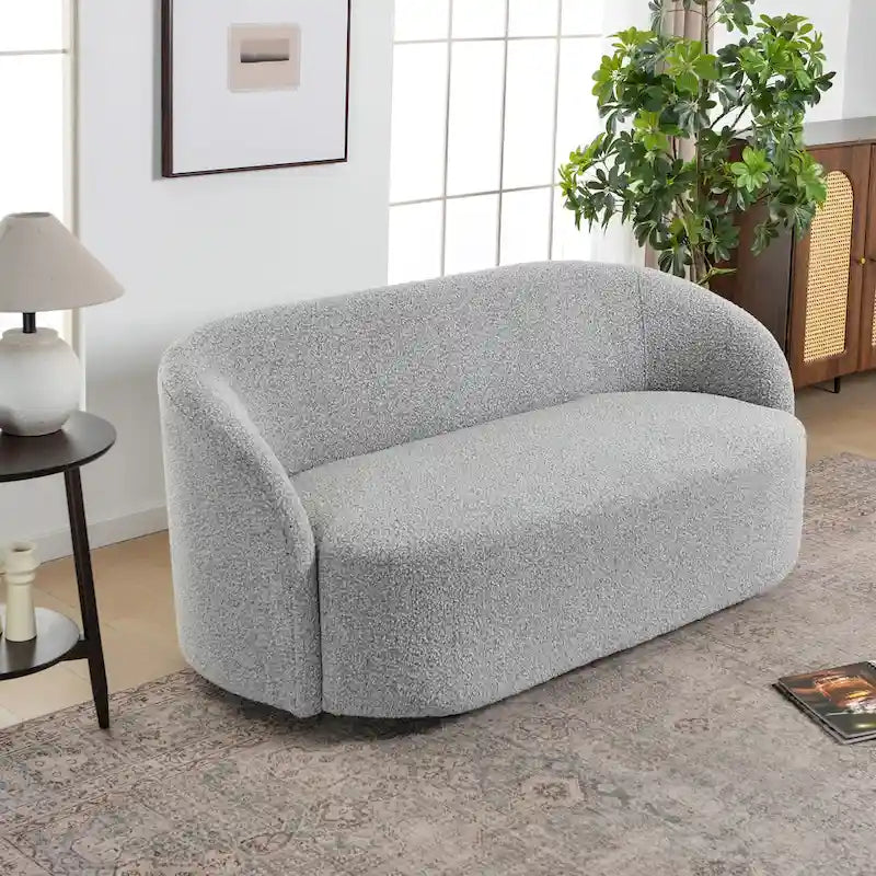 KINWELL Causeuse Rembourrée en Sherpa Canapé Bouclé, 68W