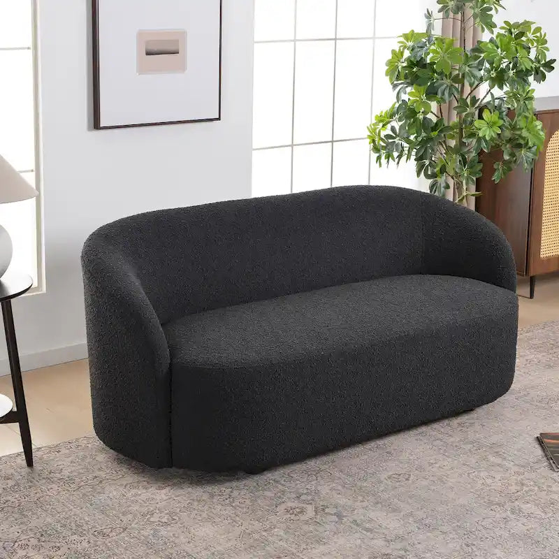 KINWELL Causeuse Rembourrée en Sherpa Canapé Bouclé, 68W