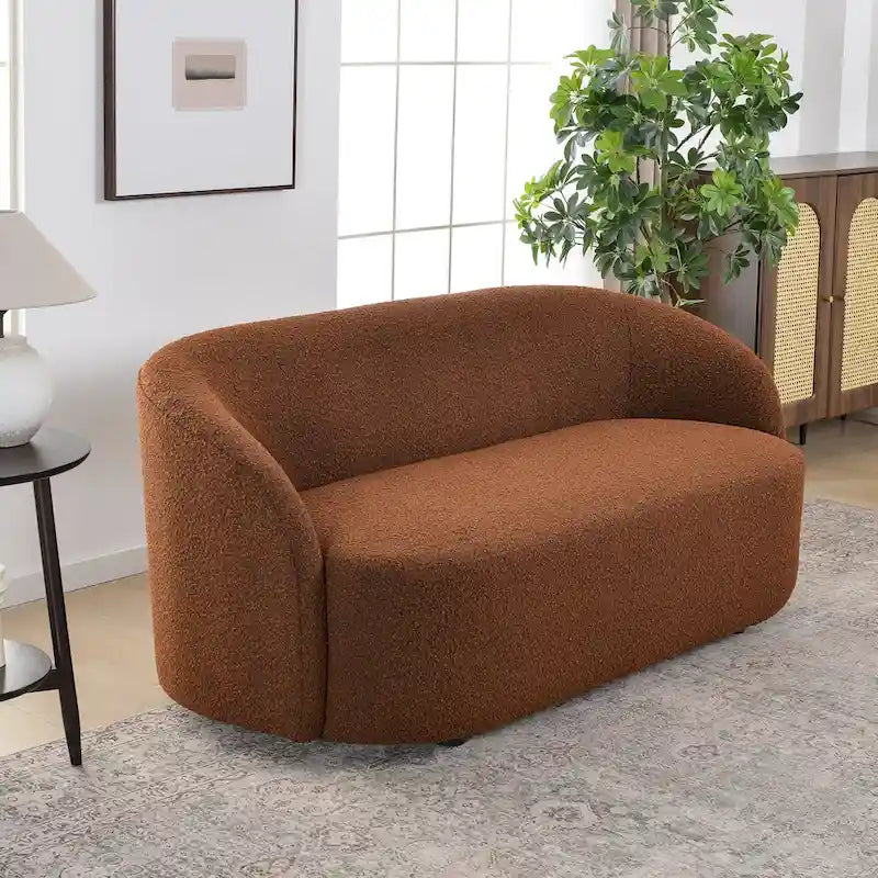 KINWELL Causeuse Rembourrée en Sherpa Canapé Bouclé, 68W