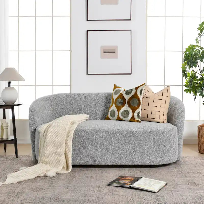KINWELL Causeuse Rembourrée en Sherpa Canapé Bouclé, 68W