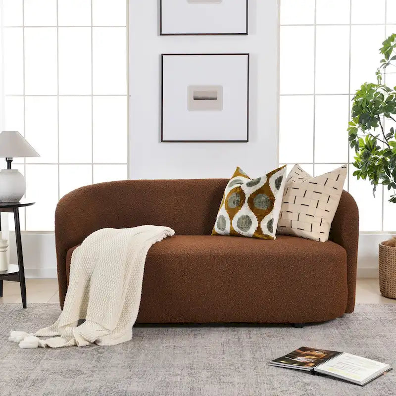 KINWELL Causeuse Rembourrée en Sherpa Canapé Bouclé, 68W