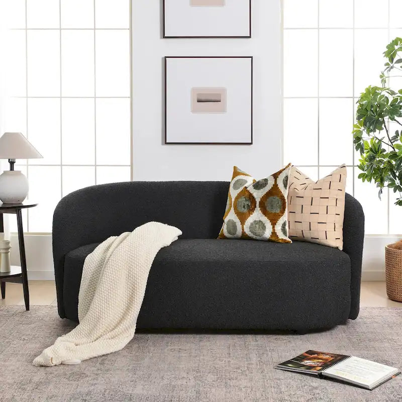 KINWELL Causeuse Rembourrée en Sherpa Canapé Bouclé, 68W