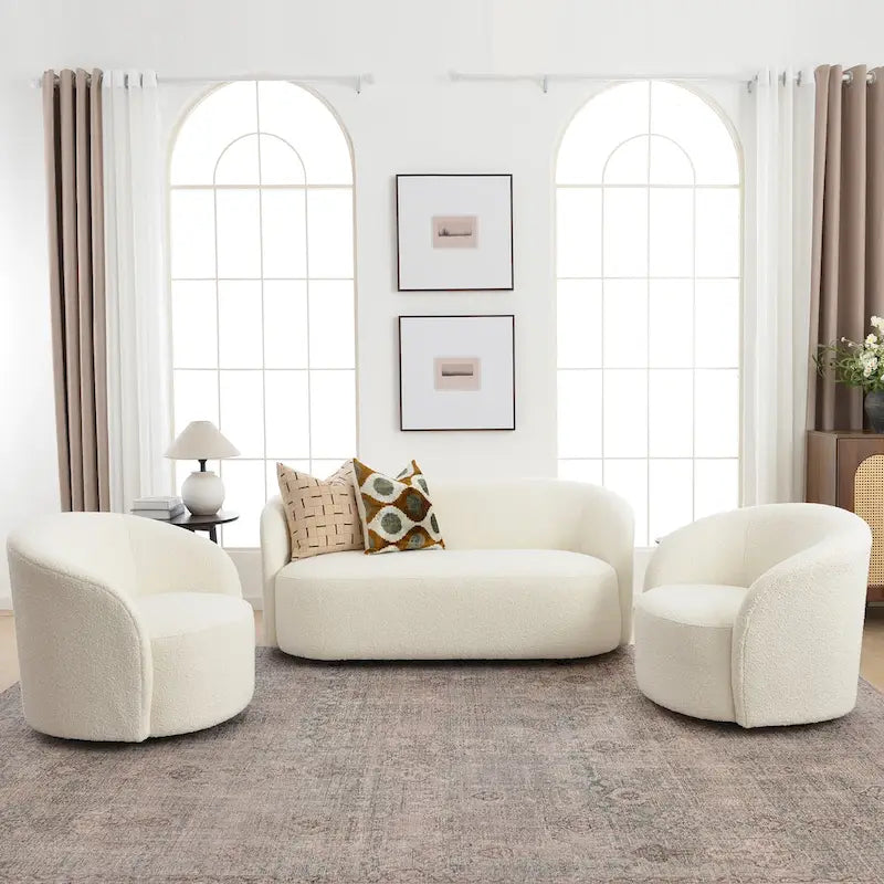 KINWELL Causeuse Rembourrée en Sherpa Canapé Bouclé, 68W