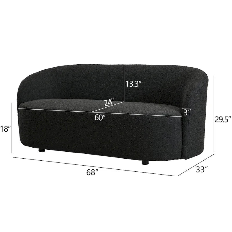 KINWELL Causeuse Rembourrée en Sherpa Canapé Bouclé, 68W