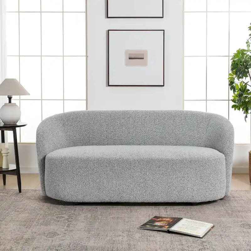 KINWELL Causeuse Rembourrée en Sherpa Canapé Bouclé, 68W